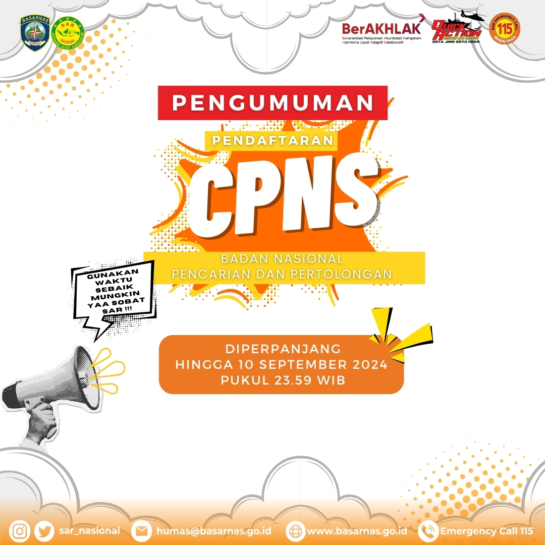 PERPANJANGAN MASA PENDAFTARAN SELEKSI PENGADAAN & PENGGUNAAN METERAI SELEKSI CPNS BASARNAS TAHUN ANGGARAN 2024